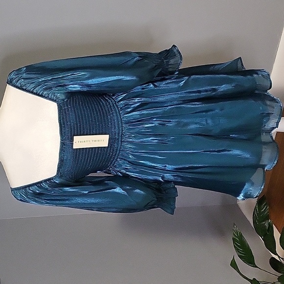Thirty Thirty Teal Babydoll Full Sleeve Lined Mini Dress - Size XL - Picture 3 of 14